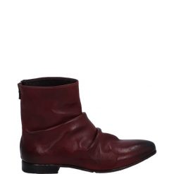 BORDOWE BOTKI 32979240 PAP CAS. Czerwone botki Venezia, bez wzorów, ze skóry, bez obcasa, bez zapięcia. Za 359.00 zł.