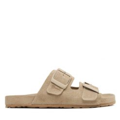 Klapki Manebi. Brązowe klapki Manebi, bez wzorów, bez obcasa, bez zapięcia. Za 749.99 zł.