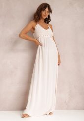 Jasnoróżowa Sukienka Hirlia. Czerwone sukienki Renee, m, bez wzorów, z bawełny, boho, bez kołnierzyka, bez ramiączek, maxi. W wyprzedaży za 75.99 zł.