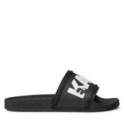 Klapki KARL LAGERFELD. Czarne klapki KARL LAGERFELD, bez wzorów, bez obcasa, bez zapięcia. Za 239.99 zł.