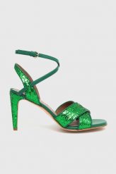 Red Valentino sandały kolor zielony 2Q2S0H80JPE. Zielone sandały Red Valentino, bez wzorów, z materiału, bez obcasa, na obcasie, bez zapięcia. Za 1,999.90 zł.