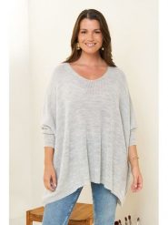 Curvy Lady Sweter w kolorze jasnoszarym rozmiar: 44/46. Szare swetry Curvy Lady, bez wzorów, klasyczne, bez ramiączek. Za 114.98 zł.