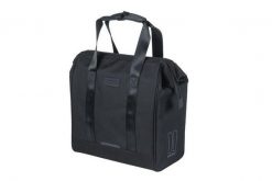 Basil Grand Torba rowerowa 23L, 600D poliester wodoodporny, haki MIK. Czarne torby na laptopa BASIL, bez wzorów, z poliesteru, na ramię. Za 229.99 zł.