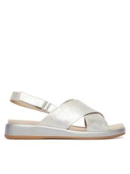 Caprice Sandały 9-28208-44 Srebrny. Szare sandały Caprice, bez wzorów, ze skóry, bez obcasa, na płaskiej podeszwie, bez zapięcia. Za 235.99 zł.