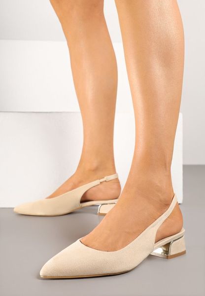 Beżowe Sandały z Odkrytą Piętą i Metaliczną Wstawką Lormio. Brązowe sandały Born2be, bez wzorów, eleganckie, bez obcasa, na obcasie, bez zapięcia. Za 69.99 zł.