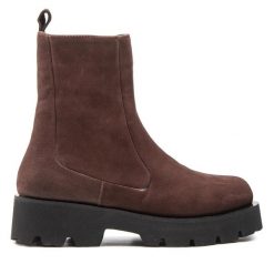 Botki Simple. Brązowe botki Simple, bez wzorów, bez obcasa, na płaskiej podeszwie, bez zapięcia. Za 229.99 zł.