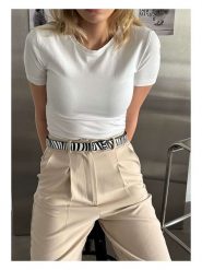 Lucky Bees Pasek w kolorze czarno-białym - dł. 100 cm rozmiar: onesize. Białe paski Lucky Bees, bez wzorów, z materiału. Za 30.99 zł.