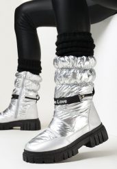 Srebrne Śniegowce Pikowane z Dekoracyjnym Suwakiem Inna. Szare śniegowce Born2be, bez wzorów, bez zapięcia. Za 69.99 zł.