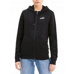 Bluza na co dzień damska PUMA na zamek z kapturem. Czarne bluzy Puma, bez wzorów, bez ramiączek, z kapturem. Za 189.00 zł.