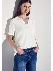 Street One Bluzka w kolorze białym rozmiar: 40. Białe bluzki Street One, bez wzorów, z wiskozy, street, bez kołnierzyka, bez ramiączek. Za 114.44 zł.