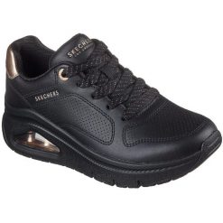 Buty sportowe damskie Skechers Uno Icon Idolized Air. Czarne buty sportowe lifestyle Skechers, bez wzorów, z syntetyku, sportowe, bez zapięcia. Za 490.00 zł.