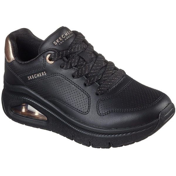 Buty sportowe damskie Skechers Uno Icon Idolized Air. Czarne buty sportowe lifestyle Skechers, bez wzorów, z syntetyku, sportowe, bez zapięcia. Za 490.00 zł.