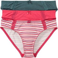 Figi (3 pary) bonprix w paski + czerwony matowy + szarozielony. Figi marki bonprix. Za 53.97 zł.