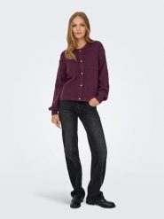 JDY Kardigan w kolorze fioletowym rozmiar: L. Różowe swetry JDY, l, bez wzorów, prążkowane, bez ramiączek. Za 110.04 zł.