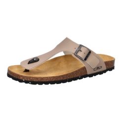 Klapki damskie Eco Mymosa. Brązowe klapki CMP, bez wzorów, z materiału, wakacyjne, bez obcasa, bez zapięcia. Za 199.99 zł.