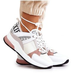 Vinceza Sportowe Buty Sneakersy Na Koturnie Białe Lorey. Białe buty treningowe bez wzorów, ze skóry, bez zapięcia. Za 262.40 zł.
