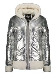 Geographical Norway Kurtka zimowa "Babylouno" w kolorze srebrnym rozmiar: XL. Szare kurtki Geographical Norway, na zimę, xl, z aplikacjami, z puchu, bez kaptura. Za 332.64 zł.