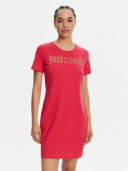 Just Cavalli Sukienka codzienna 78PAOE15 Różowy Regular Fit. Czerwone sukienki Just Cavalli, na co dzień, s, bez wzorów, z bawełny, bez kołnierzyka, bez ramiączek, proste. Za 579.99 zł.