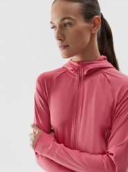 4F Bluza treningowa z materiałów z recyklingu damska L. Czarne bluzy 4f, l, bez wzorów, z dzianiny, bez ramiączek, bez kaptura. Za 229.99 zł.