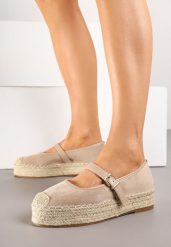 Ciemnobeżowe Espadryle Ozdobione Paskiem i Plecionką Fevandre. Brązowe espadryle Born2be, bez wzorów, eleganckie, bez obcasa. W wyprzedaży za 72.24 zł.
