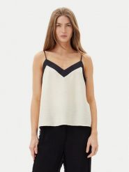 Vero Moda Top Denise 10329790 Beżowy Regular Fit. Brązowe topy Vero Moda, s, bez wzorów, z wiskozy, bez kołnierzyka, bez ramiączek. Za 79.99 zł.