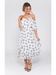 Zibi London Sukienka w kolorze białym ze wzorem rozmiar: M. Białe sukienki Zibi London, m, bez wzorów, bez kołnierzyka, bez ramiączek, maxi. Za 83.62 zł.