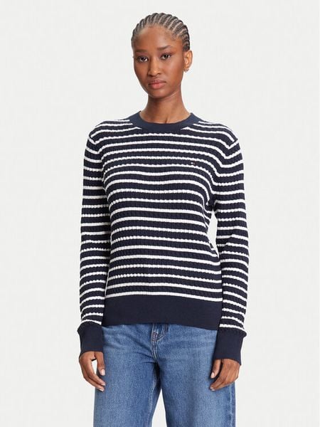 Tommy Hilfiger Sweter Fine WW0WW44993 Granatowy Regular Fit. Niebieskie swetry Tommy Hilfiger, xxl, bez wzorów, z bawełny, bez ramiączek. Za 389.99 zł.