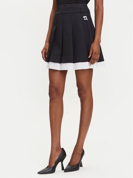 KARL LAGERFELD Spódnica mini A3W12021 Czarny Regular Fit. Czarne spódnice KARL LAGERFELD, bez wzorów, z syntetyku, mini. Za 539.99 zł.