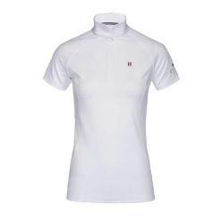 Dopasowana koszula konkursowa damska Kingsland Classic. Białe koszule KINGSLAND, bez wzorów, sportowe, bez kołnierzyka, bez ramiączek. Za 300.00 zł.