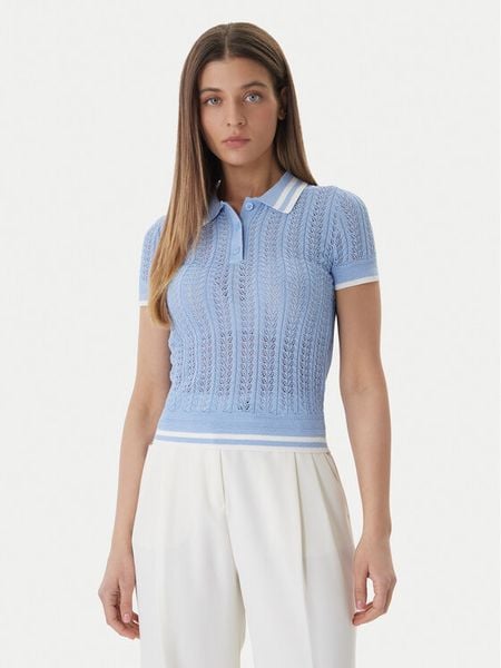 Guess Sweter W6GR25 Z0672 Niebieski Regular Fit. Niebieskie swetry Guess, l, z aplikacjami, z wiskozy, bez ramiączek. Za 374.99 zł.