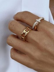 Les Favorites Pozłacany pierścionek z cyrkoniami rozmiar: 54. Żółte pierścionki Les Favorites, z cyrkonią, pozłacane. Za 260.99 zł.