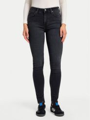 Lee Jeansy Scarlett 112355535 Czarny Skinny Fit. Czarne jeansy Lee, bez wzorów, z bawełny. Za 229.99 zł.