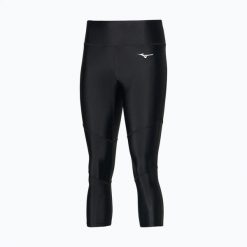 Legginsy do biegania damskie Mizuno Core 3/4. Czarne legginsy Mizuno, bez wzorów, z elastanu. Za 119.99 zł.