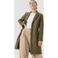 Płaszcz z wełną - Khaki. Brązowe płaszcze Sinsay, l, bez wzorów, z wełny, bez kaptura. W wyprzedaży za 65.99 zł.