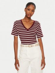 Tommy Hilfiger T-Shirt WW0WW40584 Bordowy Slim Fit. Czerwone t-shirty Tommy Hilfiger, s, bez wzorów, z bawełny, bez kołnierzyka, bez ramiączek. Za 149.99 zł.