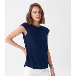 Bluzka z ażurową wstawką - Granatowy. Bluzki marki House. Za 39.99 zł.
