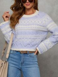 Milan Kiss Sweter w kolorze kremowo-fioletowym rozmiar: XL. Brązowe swetry Milan Kiss, xl, bez wzorów, bez ramiączek. Za 130.99 zł.