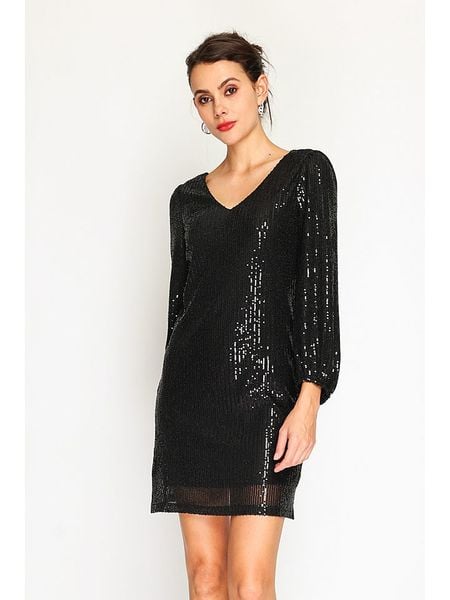 ASSUILI Sukienka w kolorze czarnym rozmiar: 40. Czarne sukienki Assuili, bez wzorów, klasyczne, bez kołnierzyka, bez ramiączek, mini. Za 170.87 zł.