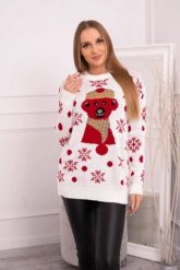 Sweter świąteczny z misiem ecru. Swetry KESI, l, bez wzorów, z wełny, wizytowe, plus size, bez ramiączek. Za 125.45 zł.