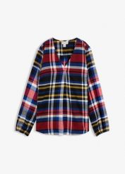 Tunika flanelowa z czystej bawełny organicznej. Czerwone tuniki bonprix, bez wzorów, z bawełny, bez kołnierzyka, bez ramiączek. Za 109.99 zł.