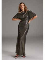 SWING Sukienka w kolorze khaki rozmiar: 44. Brązowe sukienki Swing, bez wzorów, bez kołnierzyka, bez ramiączek, maxi. Za 339.95 zł.