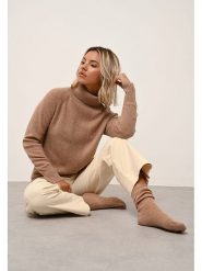 Just Cashmere Kaszmirowy golf w kolorze beżowym rozmiar: M. Brązowe swetry Just Cashmere, m, bez wzorów, z kaszmiru, bez ramiączek. Za 272.95 zł.
