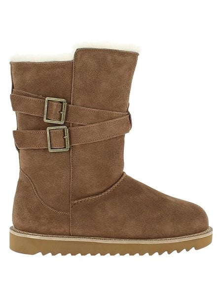 NICEBAY Skórzane kozaki zimowe "Mells Waterproof" w kolorze jasnobrązowym rozmiar: 40. Brązowe kozaki NICEBAY, na zimę, bez wzorów, z materiału, eleganckie, bez obcasa, bez zapięcia. Za 260.99 zł.