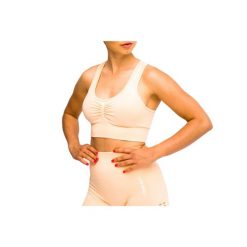 Biustonosz sportowy damski GymHero California Cute Bra. Brązowe biustonosze sportowe Gym Hero, bez wzorów, z elastanu, na fitness i siłownię. Za 89.99 zł.