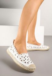 Białe Espadryle z Ażurową Cholewką i Plecionką Odine. Białe espadryle Born2be, w ażurowe wzory, bez obcasa. W wyprzedaży za 72.24 zł.