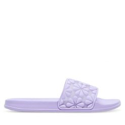 Klapki Bassano. Fioletowe klapki Bassano, bez wzorów, bez obcasa, bez zapięcia. Za 49.99 zł.
