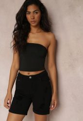 Czarne Jeansowe Szorty z Efektem Push Up Metaux. Czarne szorty Renee, bez wzorów, z jeansu. W wyprzedaży za 43.99 zł.