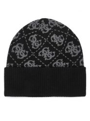 Guess Czapka AM9677 VIS01 Czarny. Czarne czapki zimowe Guess, z aplikacjami, z wiskozy. Za 194.99 zł.