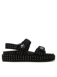 Tory Burch Sandały Kira Sport Sandal 159921 Czarny. Czarne sandały Tory Burch, bez wzorów, ze skóry, sportowe, bez obcasa, na płaskiej podeszwie, bez zapięcia. Za 1,819.00 zł.