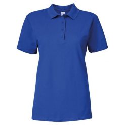 Dwukolorowa Koszulka Polo Z Krótkim Rękawem Softstyle Damska Z Krótkim Rękawem. Niebieskie t-shirty sportowe GILDAN, xl, bez wzorów, bez ramiączek. Za 50.99 zł.